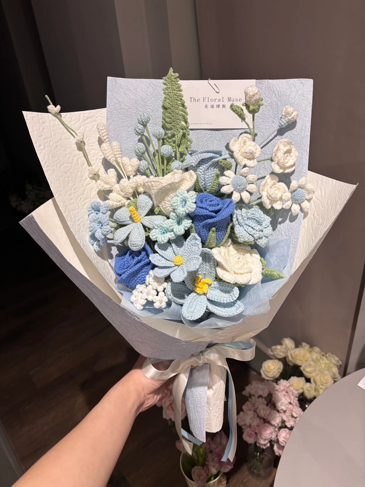 Cerulean Stitch Bouquet — sympathy flowers by The Floral Muse, Leeds